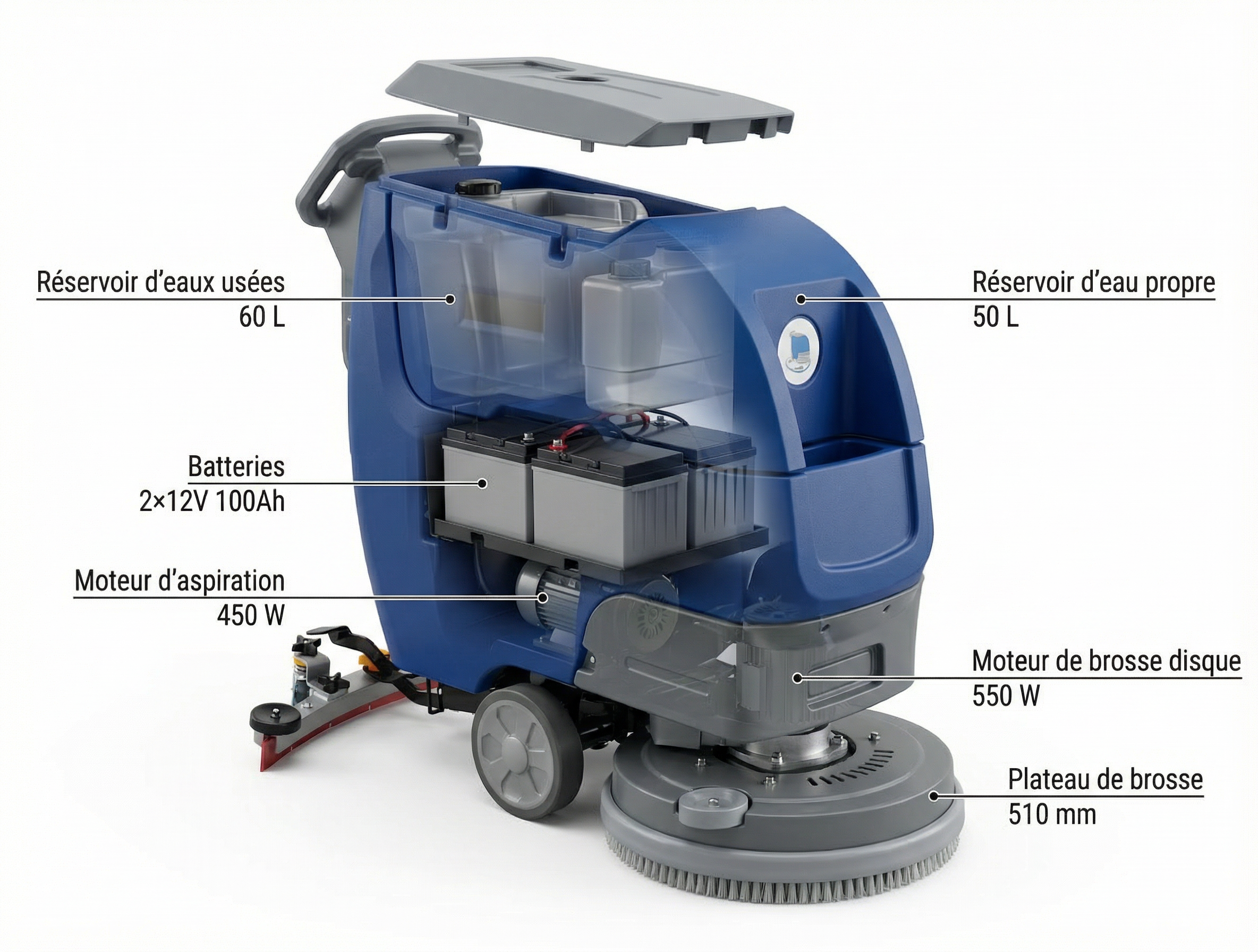 Autolaveuse Industrielle PR5 - Nettoyage Haute Performance 2000 m²/h - Autonomie 3,5h